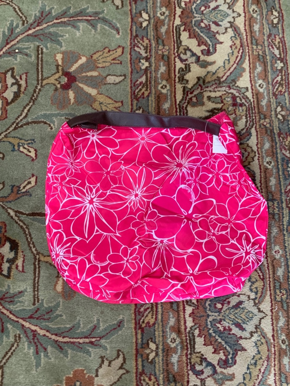 Neiman Marcus Spring Floral Print Medium Beach Tote Bag Pink Women’s NWT
